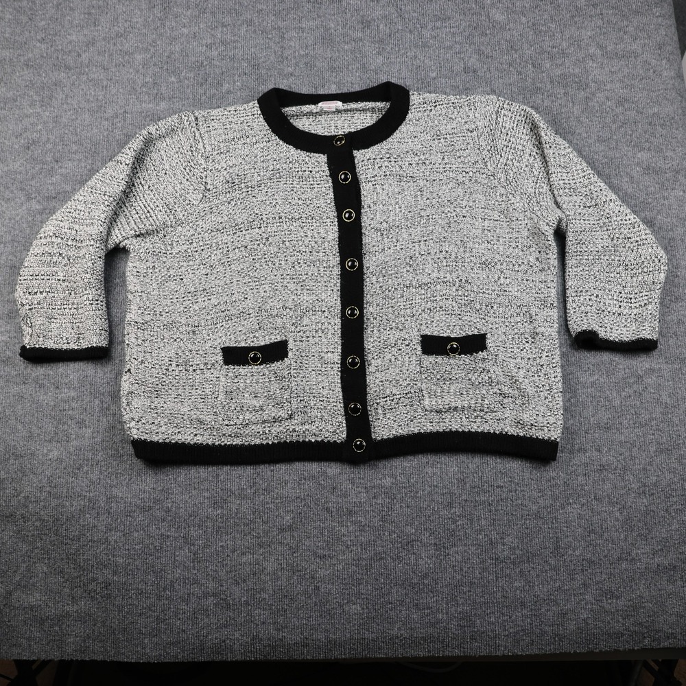 Xhilaration Sweater Girls 4 Black White Cardigan Button Front Pockets Knit